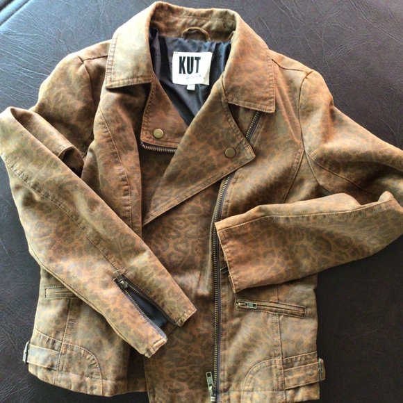 KUT   Kloth Leopard print Moto Jacket Small - Picture 4 of 4